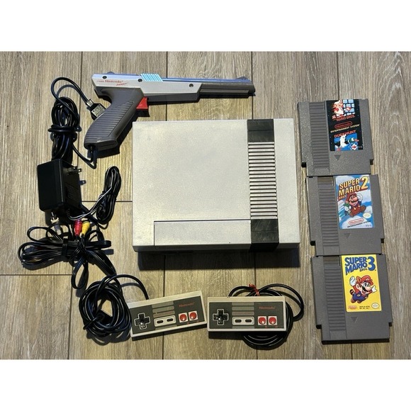 NES Nintendo System Original Console w Super Mario 1 2 3 Duck Hunt Game NEW PIN
